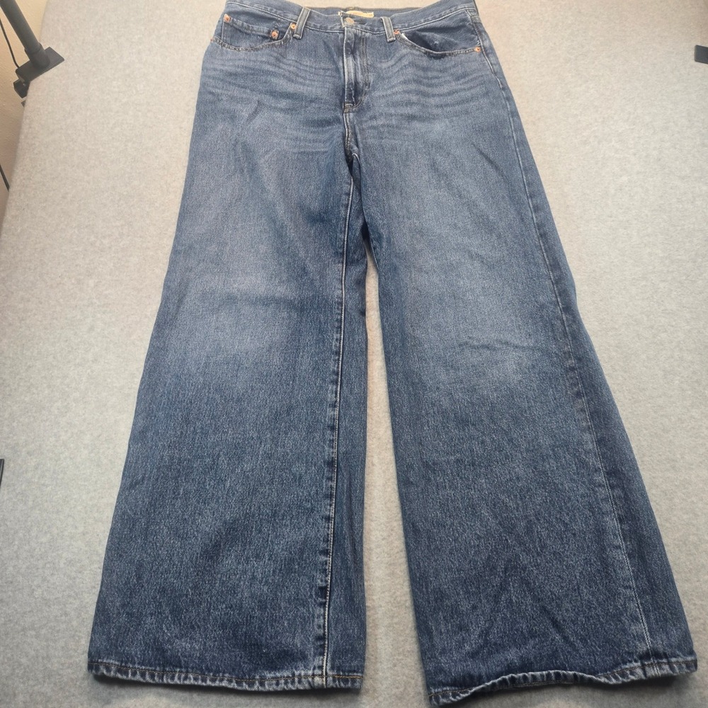 Levis Premium Wide Leg Jeans Womens Medium Wash Baggy High Rise Denim Pants